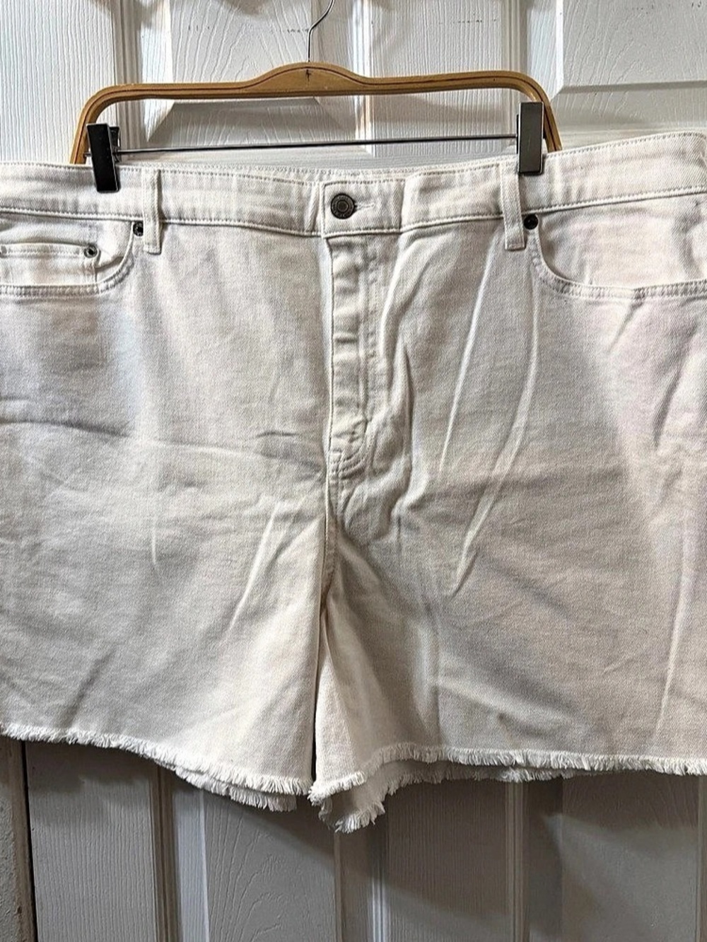 Ralph Lauren Raw-Hem Denim Shorts White Waist 20W NWT